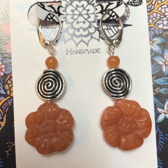 Floral Silver Spiral Earrings - Picture 2 of 8